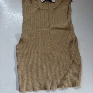 Zara Tan Ribbed Sleeveless Tank Top